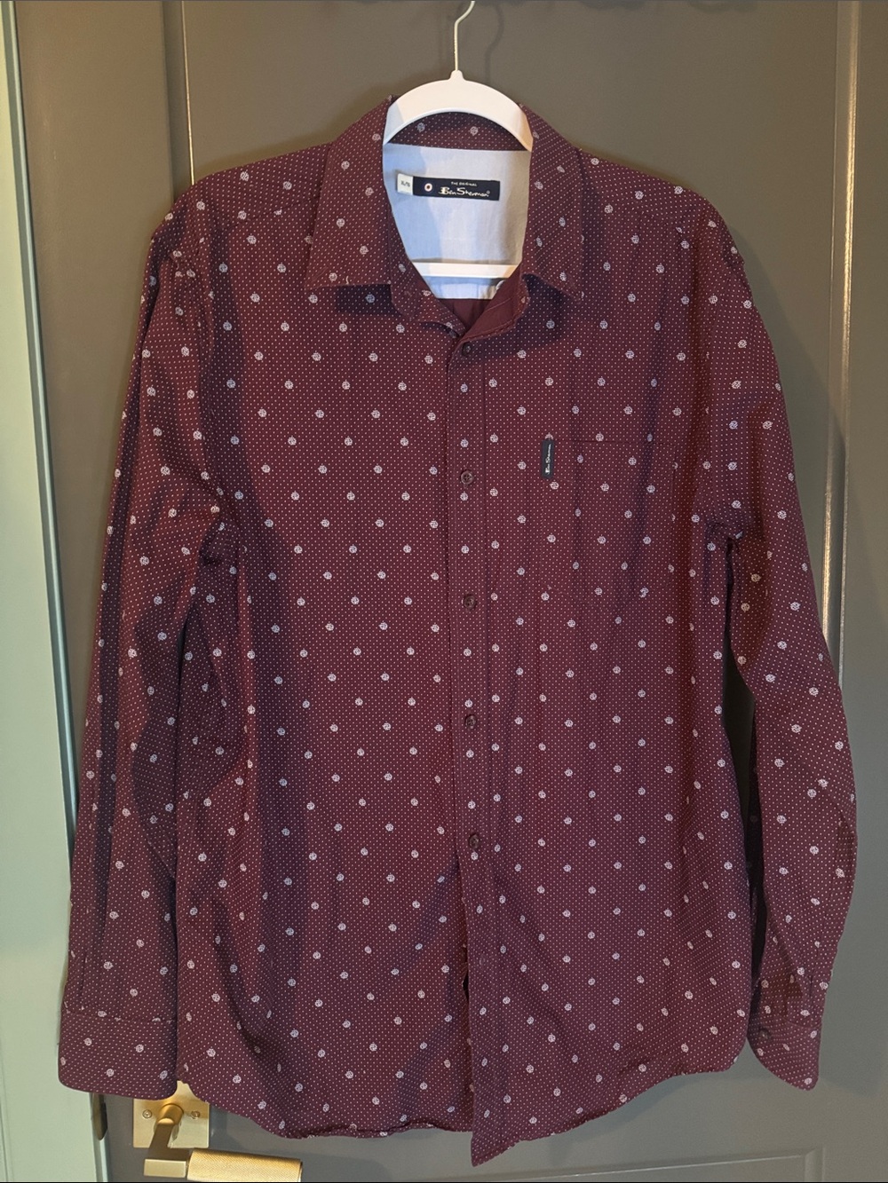 Ben Sherman Maroon Button-Up Dress Shirt, Mens XL, like new
